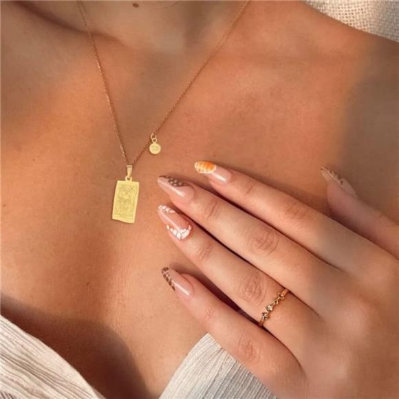 14k Gold Plated Zodiac Sign with Tarot Card Pendant Necklace Birthday Gift - Picture 2 of 4